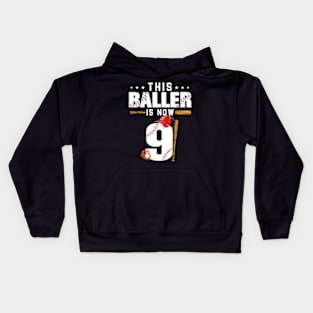 This Baller Is Now 9 Baseball Birthday Theme Party Kids Hoodie